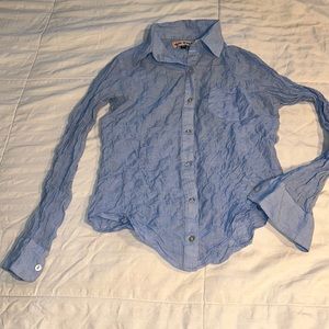 Crinkled Long Sleeve Button Down